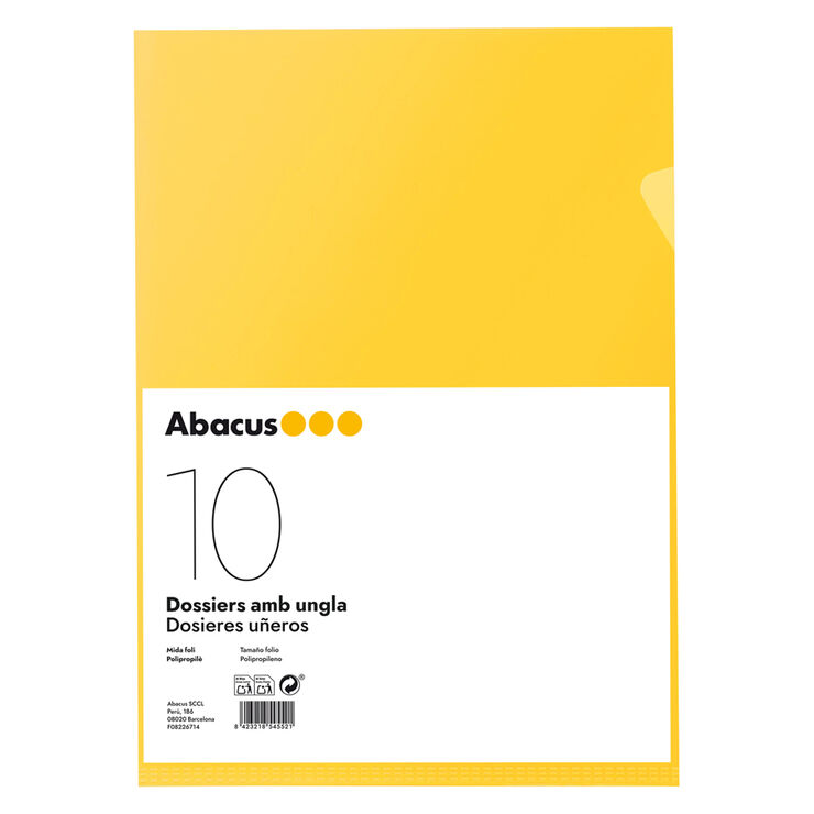 Dosier con u&ntilde;ero Abacus PP Folio amarillo 10u