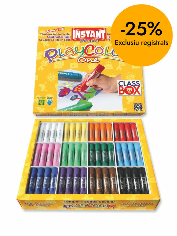 T&eacute;mpera s&oacute;lida Playcolor 10g pack escolar 144u