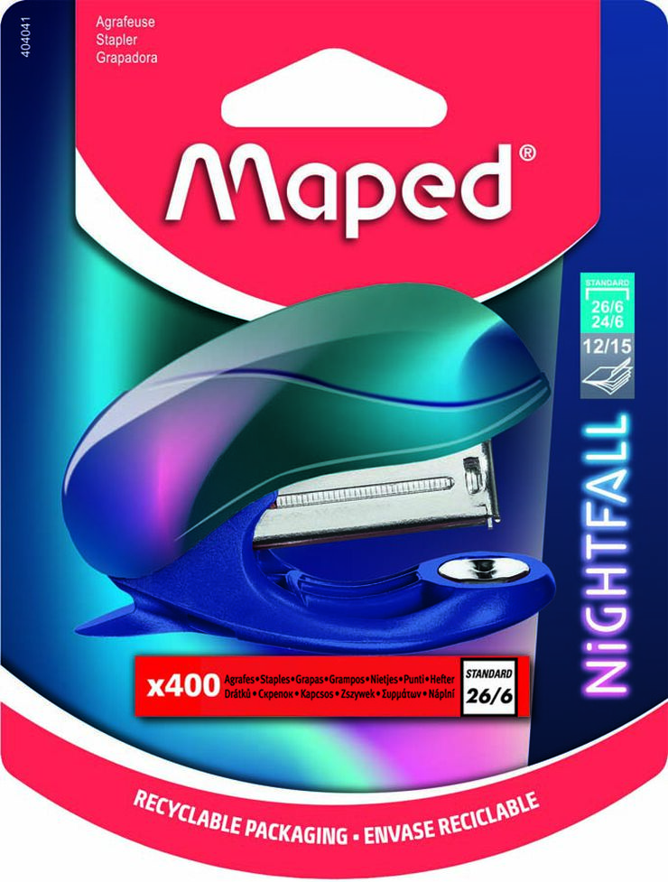 Mini grapadora Maped Nightfall+400 grapas