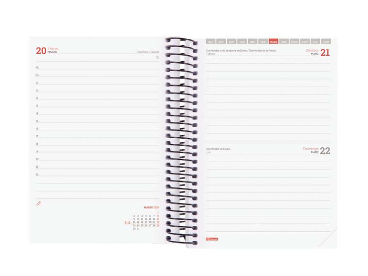 Agenda Finocam escolar espiral E8 día/pág cas 2025-26 negro