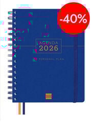 Agenda Finocam 16 mesos Tempus 1/4 setm/vista vertical cas 2025-26 blau