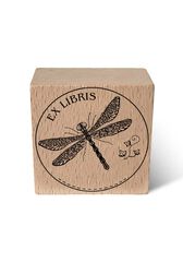 Sello Exlibris madera Libélula 6x6cm