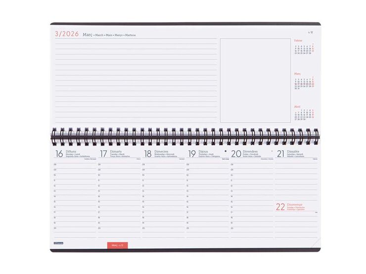 Planificador Finocam sem/vista vertical+Notas cat 2026 gris