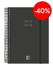 Agenda Finocam espiral 18 mesos E10 2dia/p&agrave;g mult 2025-26 negre
