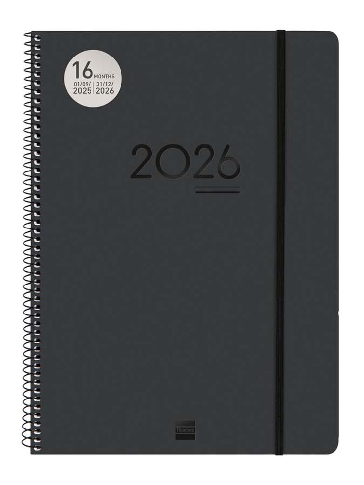 Agenda Finocam 16 meses Ikon E40 sem/vista vertical mult 2025-26 negro