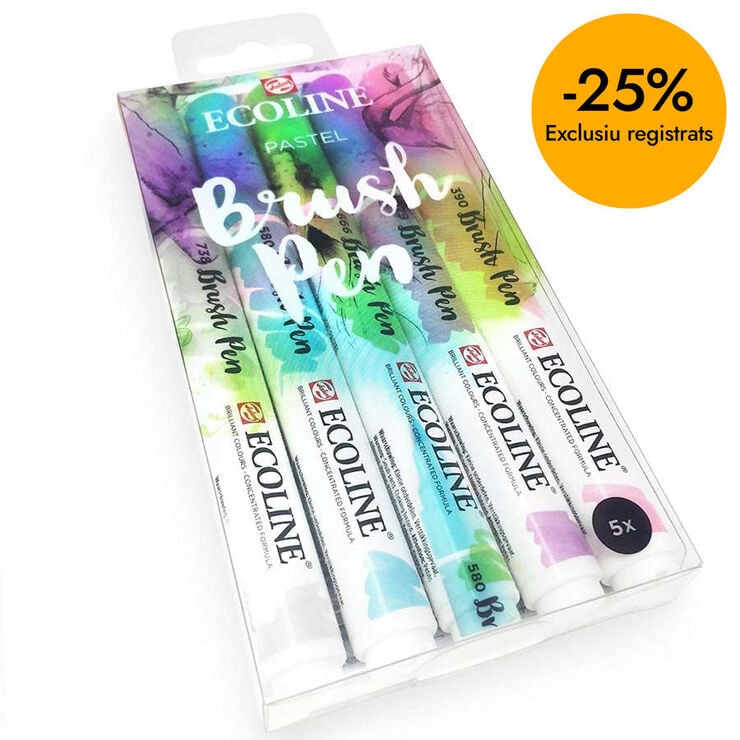 Retolador pinzell Talens Ecoline pastel 5 colors