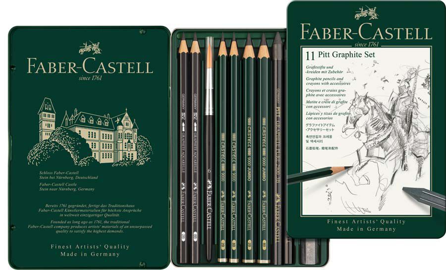 Carboncillo Faber-Castell Pitt grafito 11u - estuche metal