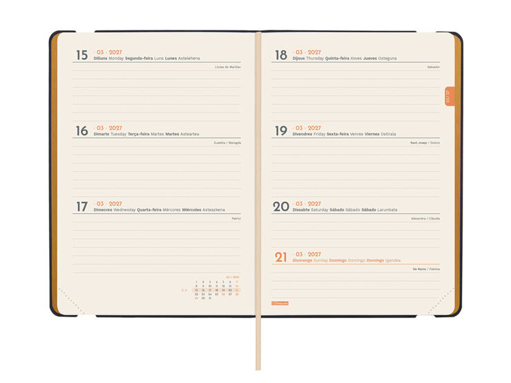 Agenda Finocam Joy Semana Vista Horizontal 2027 Catal&aacute;n Lema