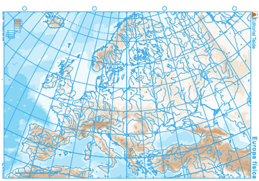 Mapa mudo Europa f&iacute;sica (25 uds.)