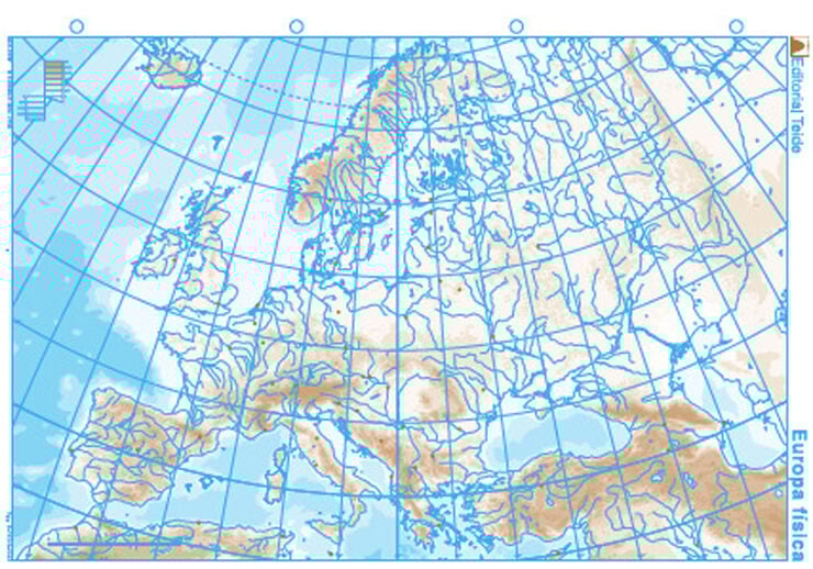 Mapa mudo Europa f&iacute;sica (25 uds.)