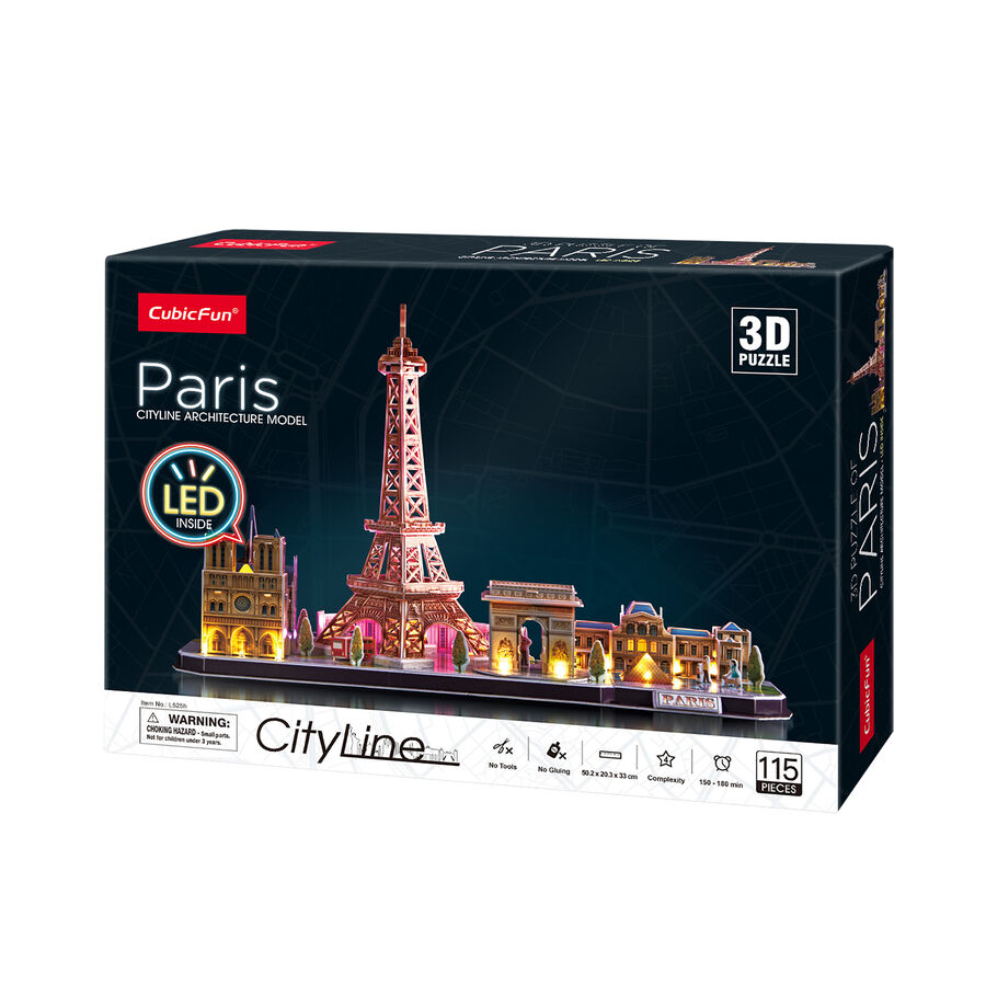 Puzle 3D 115 piezas Cubic Fun City Line Led Paris Abacus Online