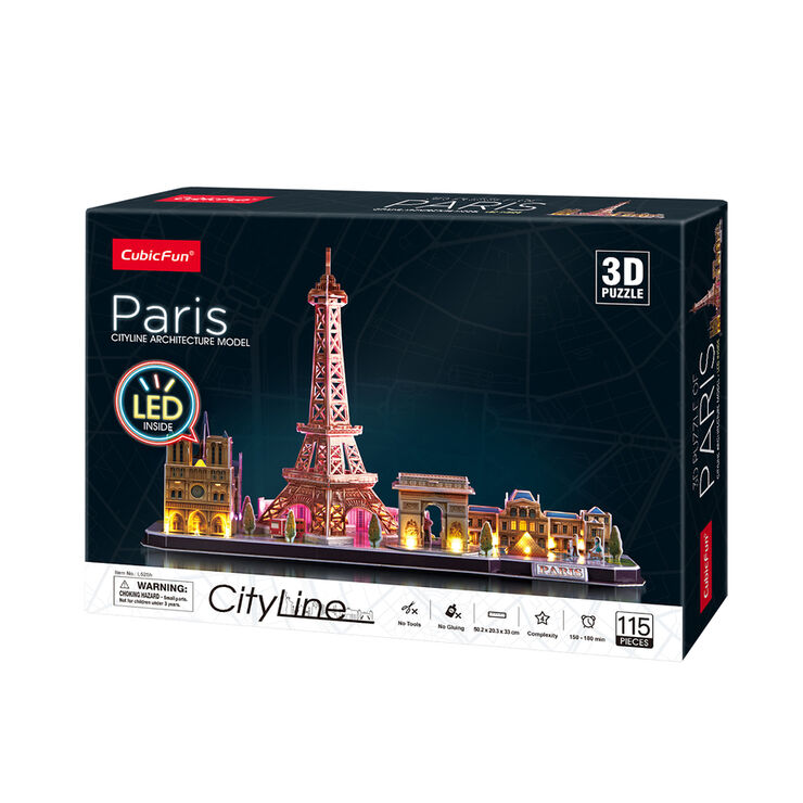 Puzle 3D 115 piezas Cubic Fun City Line Led: Paris