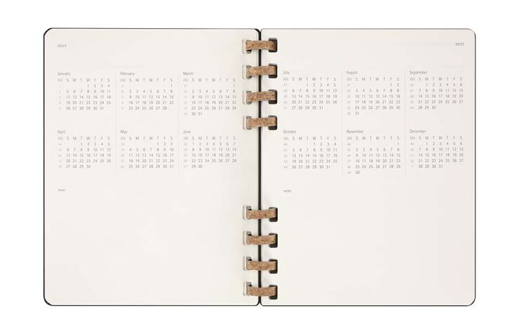 Agenda espiral Moleskine Life Planner 12m sem/vista 2025 XL negro
