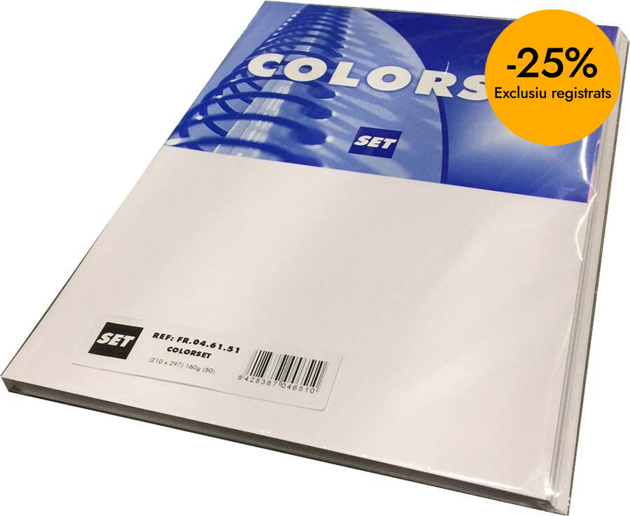 Cartolina Colorset A4 160g blanc 50 fulls