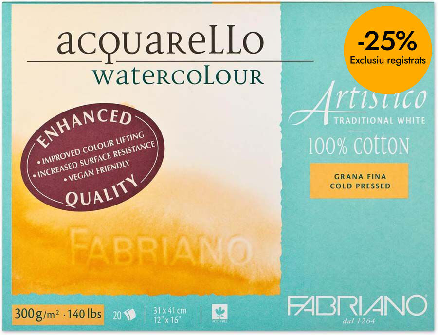 Bloc Acuarela Artistico Fabriano 100% algod&oacute;n 31x41cm 300g
