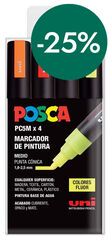 Rotuladores Posca PC-5M 1,8-2,5mm fluorescente 4 colores