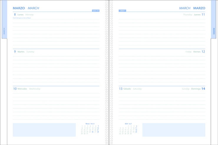 Agenda Dohe Wire-O Eden Semana Vista Castellano 2027 Negro