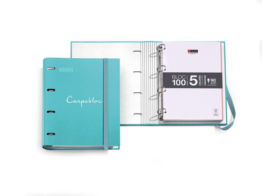 Carpebloc Emotions Miquelrius con recambio A4 4 anillas azul claro