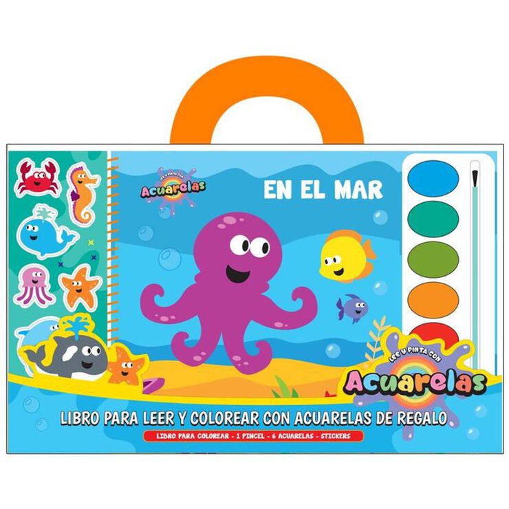 En el mar. Libros para leer y colorear con acuarelas.