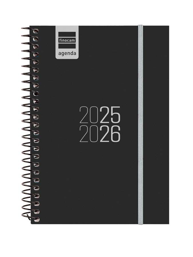 Agenda Finocam escolar espiral E8 setm/vista cat 2025-26 negre