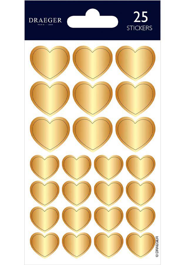 Stickers Draeger Corazones dorados 29u