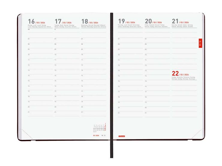 Agenda Finocam 18 meses Mara Y10 sem/vista vertical mult 2025-26 negro