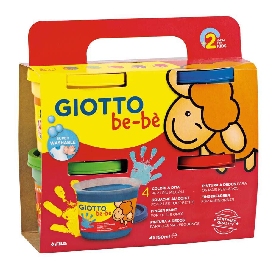 Pintura de dedos Giotto Be-B&egrave; 150g 4 colores