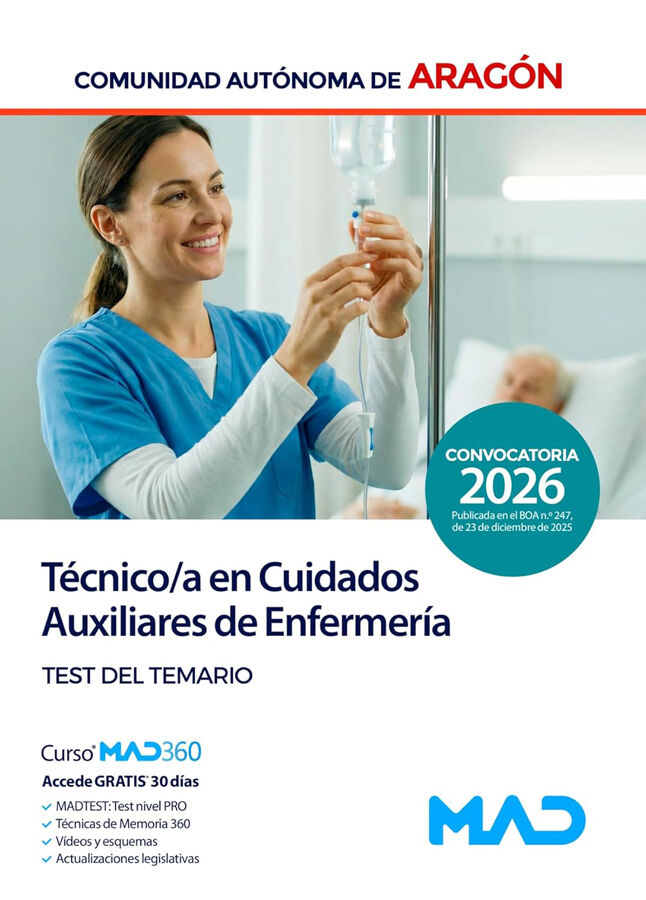 T&eacute;cnico/a en Cuidados Auxiliares de Enfermer&iacute;a de la Comunidad Aut&oacute;noma de Arag&oacute;n. Test del temario
