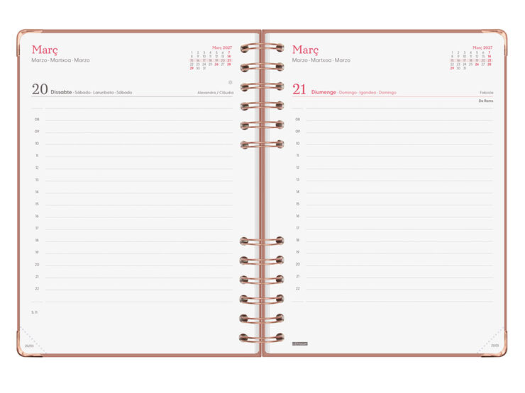 Agenda Finocam Alma D&iacute;a P&aacute;gina 2027 Catal&aacute;n Rosa