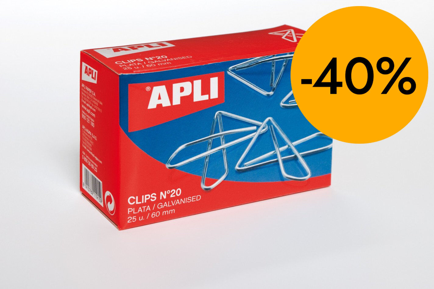 Clips triangulares Apli No.20 60mm 25u