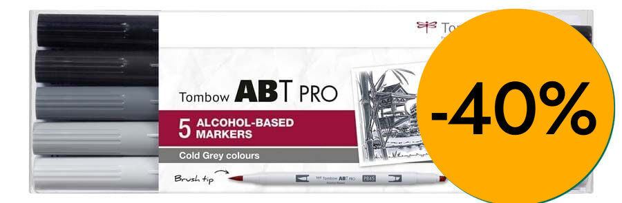 Retolador Tombow Abt Pro Dual Brush grisos freds 5 colors