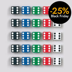 Dau 6 cares de colors 25 unitats