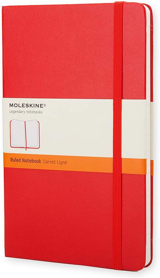 Libreta Moleskine L raya rojo