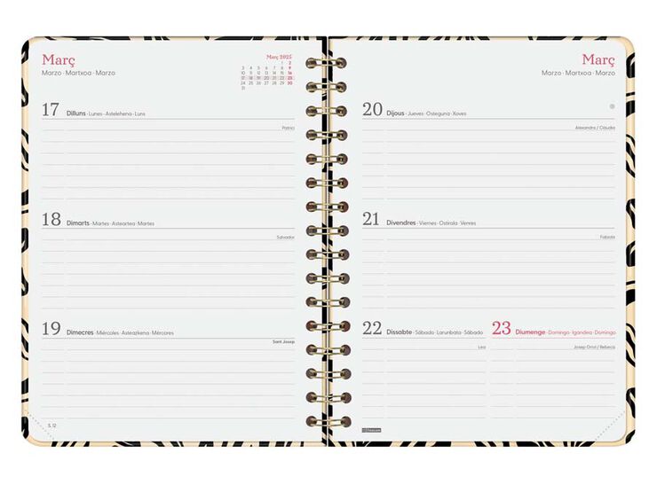 Agenda Finocam You E10 setm/vista h cat 2025 Fulles