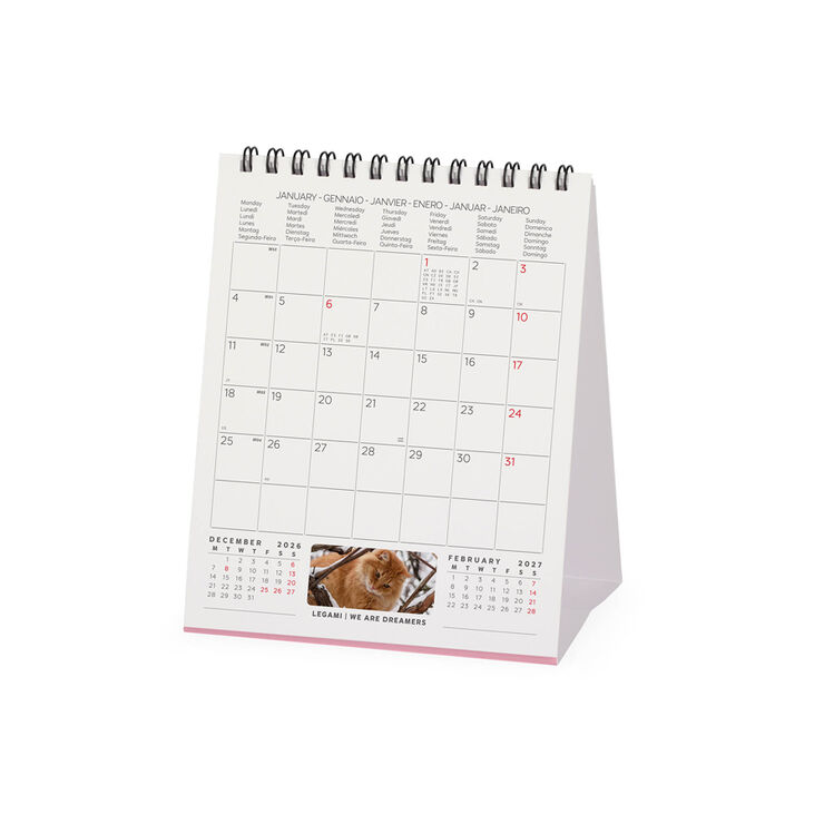 Calendario Legami 12x14,5 Sobremesa Cats Multiling&uuml;e 2027