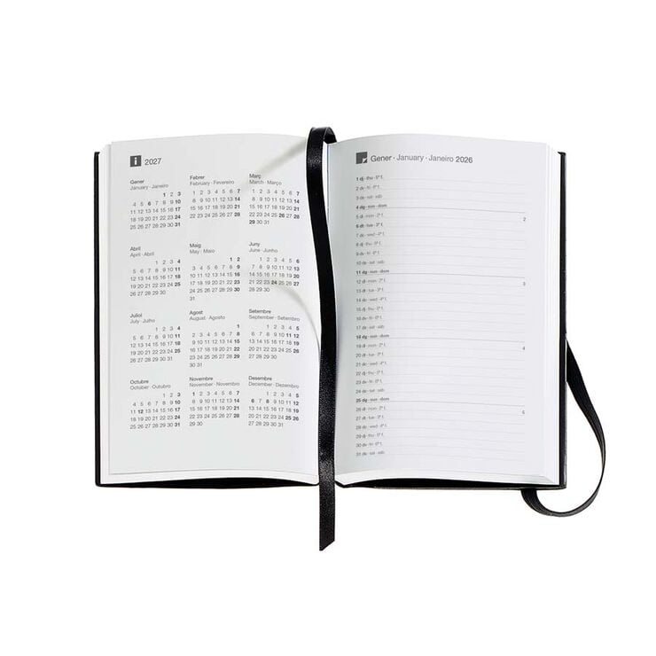 Agenda Miquelrius Passport 9x14 día/pág catalán 2026 Luxor negro