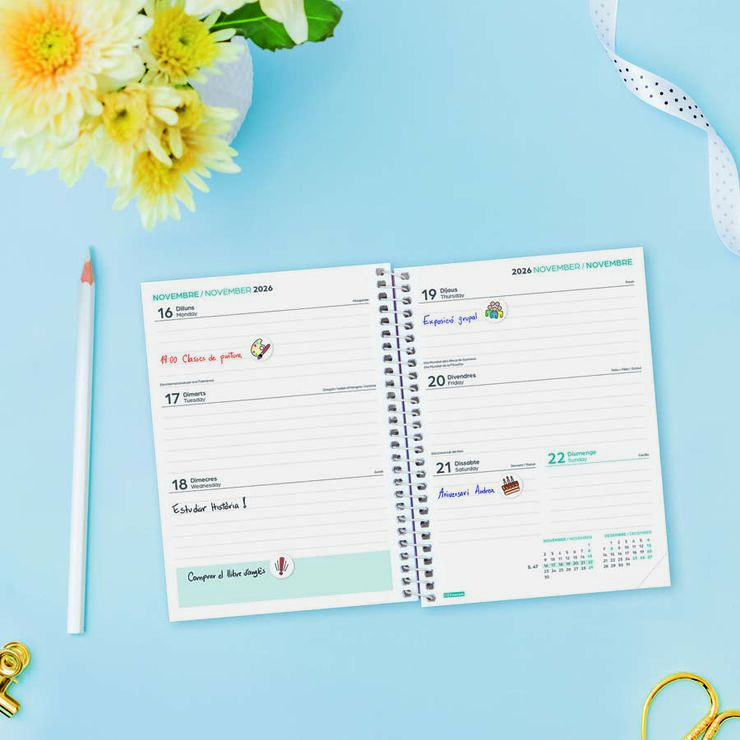 Agenda Escolar Finocam Secundaria 1/8 Sem/Vista Catal&aacute;n 2026-27 Fiori