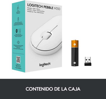 Ratón Logitech Bluetooth Pebble M350 Blanco