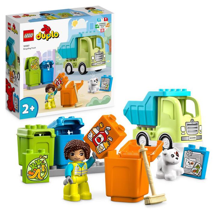LEGO DUPLO - Juego de estación de bomberos y helicóptero 10970, con camión  de juguete Push & Go para niños pequeños, niños y niñas de 2 años de edad