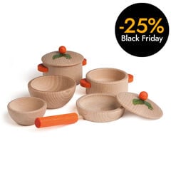 Juego de cocina de madera natural