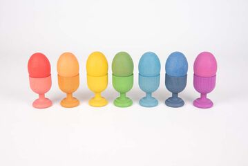 Huevos de madera de colores 7 unidades