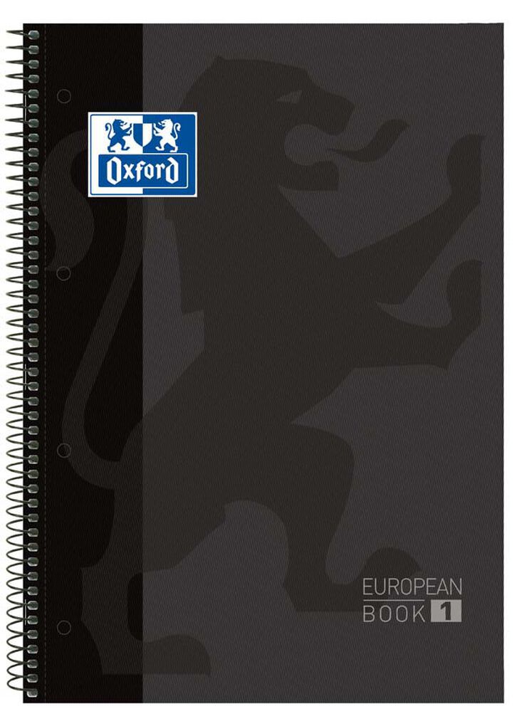 Notebook Oxford EuropeanBook 1 A4 80 fulls 5x5 negre