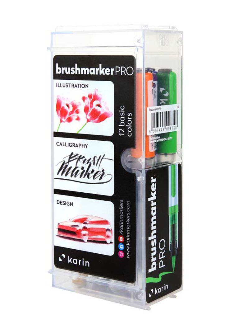 Rotuladores Karin Brushmarker Pro basic 12 colores