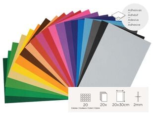 Plancha Goma Eva adhesiva 20x30cm 20 colores