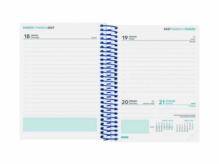 Agenda Escolar Cool | 1/8 Dia per P&agrave;gina, Castell&agrave; (2026-2027) &ndash; Blau