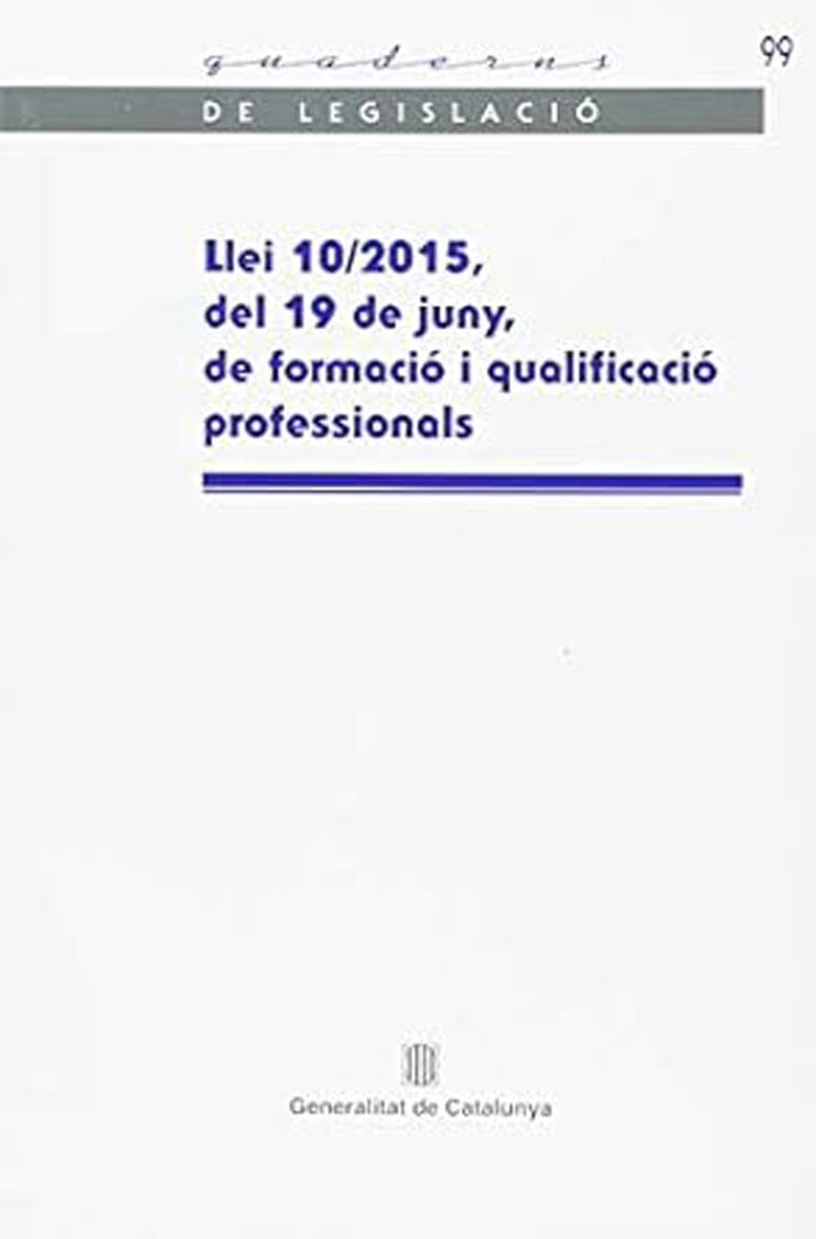 Llei 10/2015, del 19 de juny, de formació i qualificació professionals