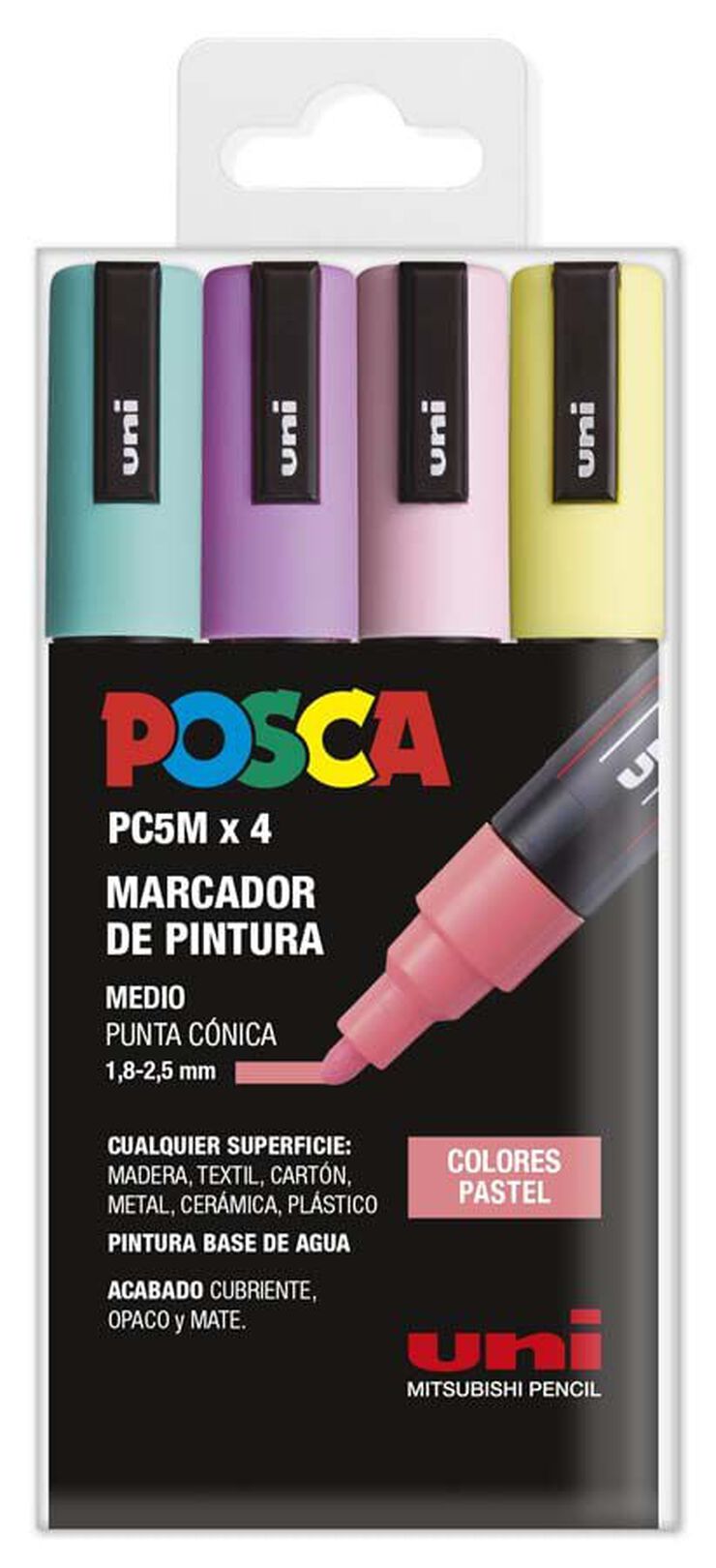 Rotuladores Posca PC-5M 1,8-2,5mm Pastel 4 colores