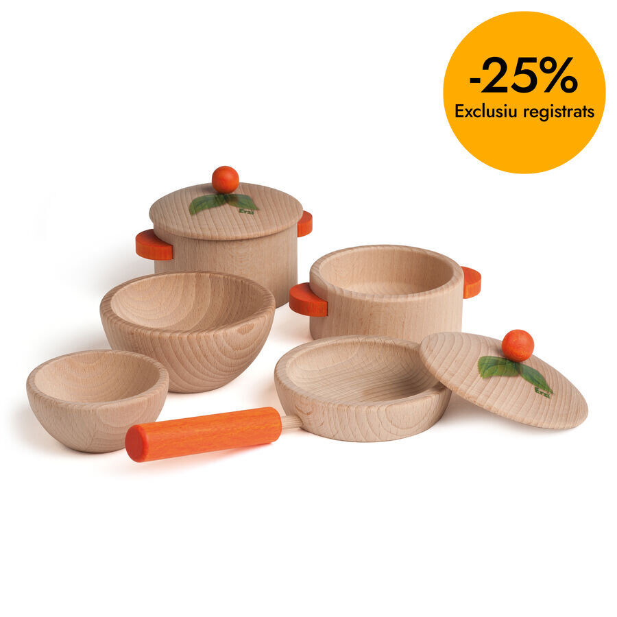 Juego de cocina de madera natural
