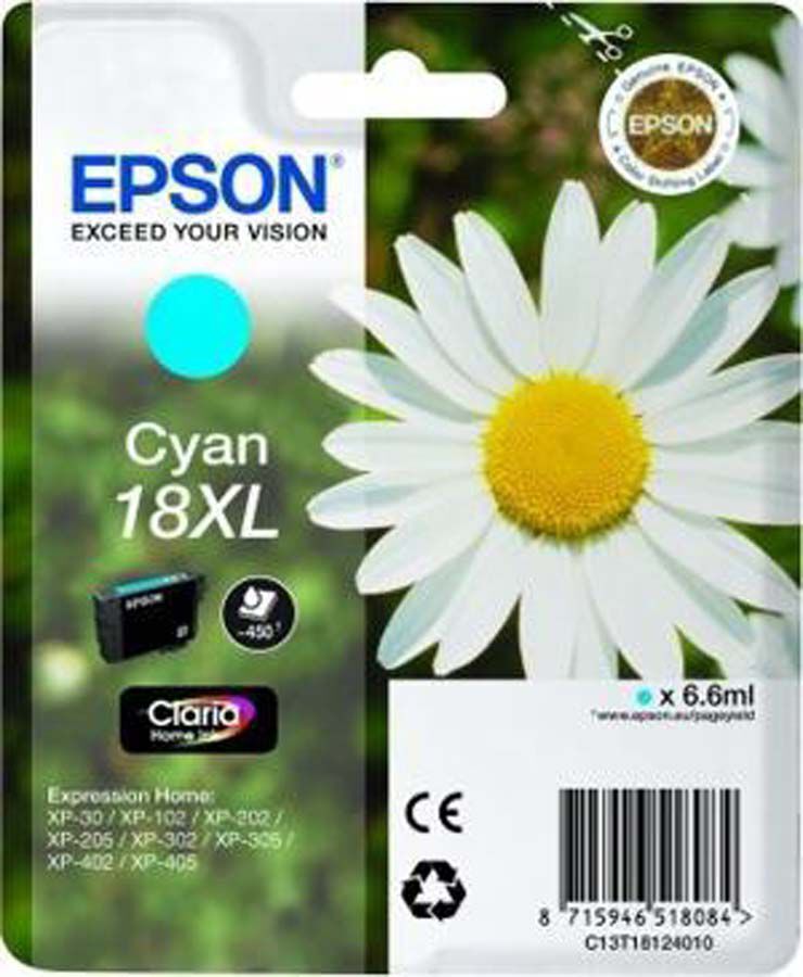 Cartucho original Epson T18XL Cian - Ref.  C13T18124012