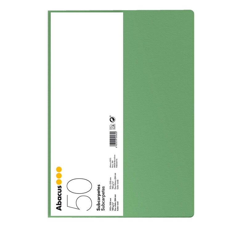 Subcarpeta Abacus A4 180g verd 50u